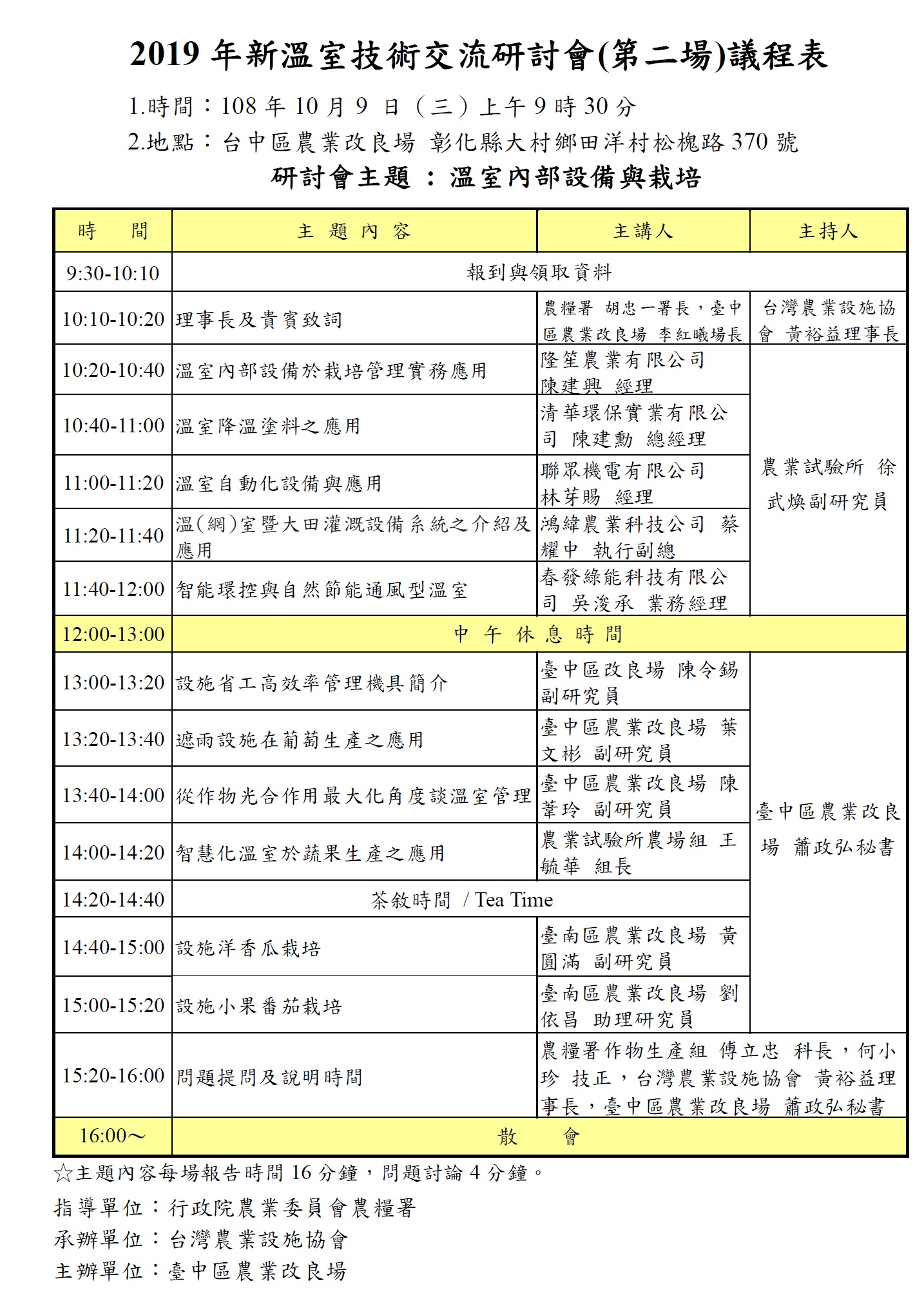 2019年新溫室技術交流研討會(第二場)